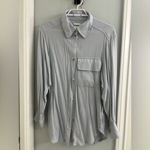 Ladies Blue Gray Flowy Shirt